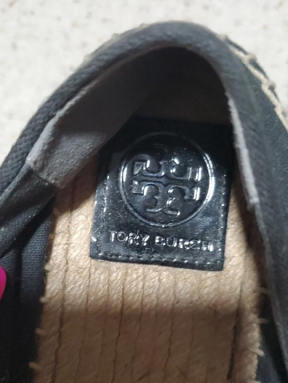 Tory Burch Black Patent Logo Espadrille Flats